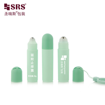 RPPF 20ml Inject Customize Color Matte Frosted Dome Cap With Lanyard Round Single Wall Bottle Roll On
