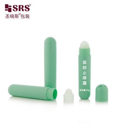RPPG 25ml Injection Custom Pantone Color Frosted Dome Cap Round Bottom Plastic PCR Eco-friendly Roller PP Ball Bottle Applicator With Bag Lanyard Portable Size
