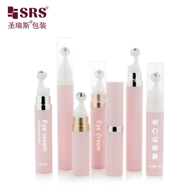 A0035 Airless Style Design Customization Painting Metalized Color Pink Press Roll On Bottle For Eye Gel