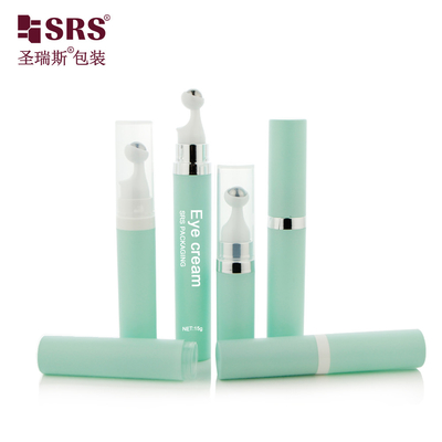 A0035 7.5ml 10ml 15ml Round Airless Press Style Plastic PP PCR Eye Serum Roller Massage Steel Ball Bottle