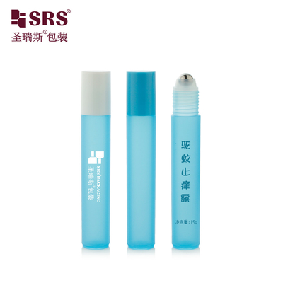 RPP-15ML Semi-Transparent Baby Blue Frosted Plastic Roller Applicator Cylinder Anti-Itch Liquid Bottles Packaging