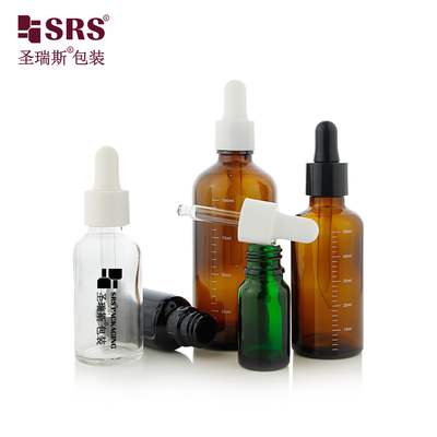D001 Premium 18/415 Glass Bottles with Glossy Droppers Ideal for Essential Oils in 5ml to 100ml Sizes