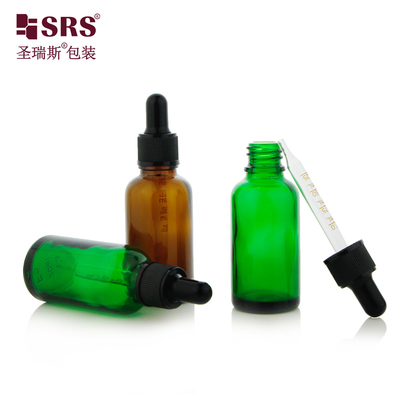 D002 Clear Amber Green Blue Color Glass Dropper Bottle For Essential Oir Cosmetic Serum