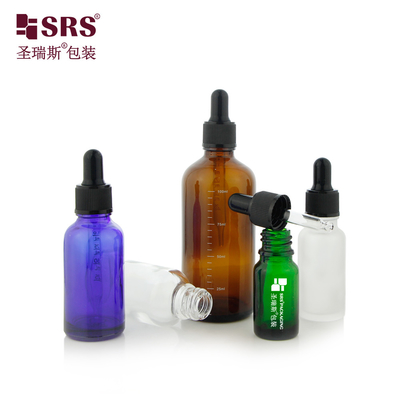 D002 5ml 10ml 15ml 20ml 30ml 50ml 100ml 18/415 Glass Bottle Ribbed Shoulder Dropper Applicator For Essential Oil