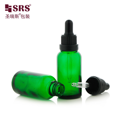 D005 Body Massage Oil Empty Green Amber Blue Glass Bottle With Dropper Lid Customized Color