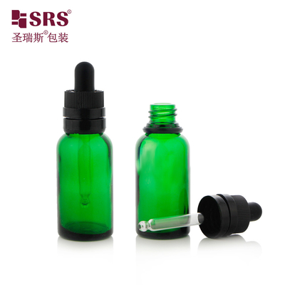 D008 Semi-Transparent Green Brown Glass Mold Bottle Luxury CRC Tamper Evident Dropper Lid Easy To Use For Hair Essence