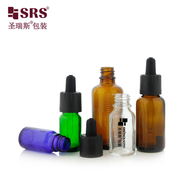 D009 Amber Brown Green Blue Clear Frosted Matte Finished Glass Dropper Bottle Lid For Cosmetic Oil