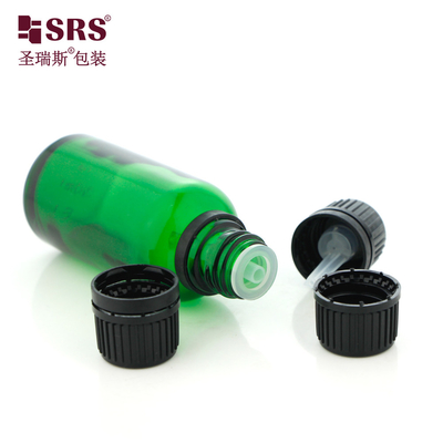 G001 Molded Glass Bottles with Plug Screw and Tamper Evident Caps Ideal for Storing and Preserving Essential Oils Featuring Durable Black Plastic Caps