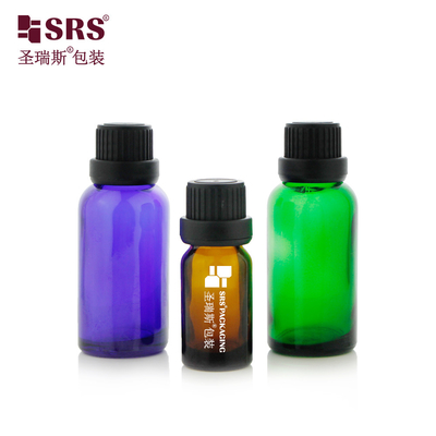 G004 Blue Amber Green Glass Round Bottle With Big Screw TE Cap For Oil Medicine Liquid Packaging