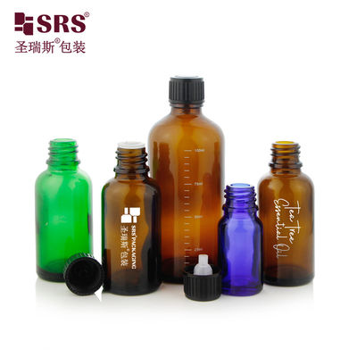 G005 Glass Round Boston Bottle Screw Cap With Horizontal Dropper Insert For Essential Oil