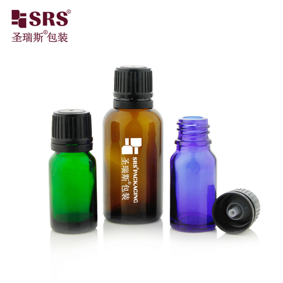 G006 Glass Round Boston Bottle Tamer Evident TE Cap With Horizontal Dropper Insert For Essential Oil