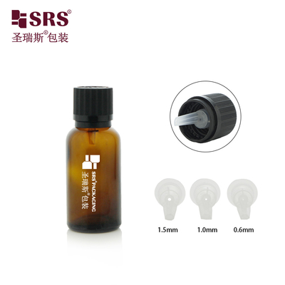 G009 Cute Design TE CRC Black Screw Cap Amber Green Transparent Glass Bottle With Plastic Insert For Essential Oil