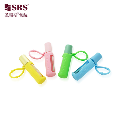 BLPM-10ML Round Shape Transparent Glass Roller Steel Ball Bottle Silicone Cover For Fragrance Perfume Oil No Leakage