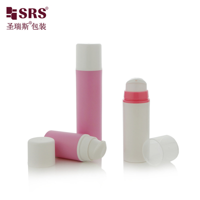 A0211 15ml 30ml 50ml Round Shape Elegant Plastic Airless Pump Lotion Bottle Pink  Snap On Design Pump