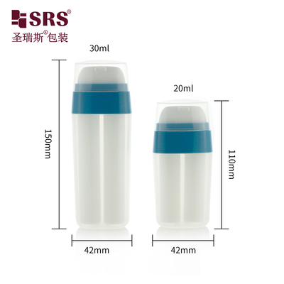 PA214 20ml 30ml Oval Shape Double Tube Plastic PP PCR Airless Lotion Pump Bottle Unique Design Durable Material