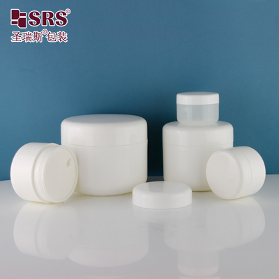 SRSA 15g 20g 30g 50g 100g 150g 200g 250g Round Corner Plastic Injection White Glossy Single Wall Jar Packaging