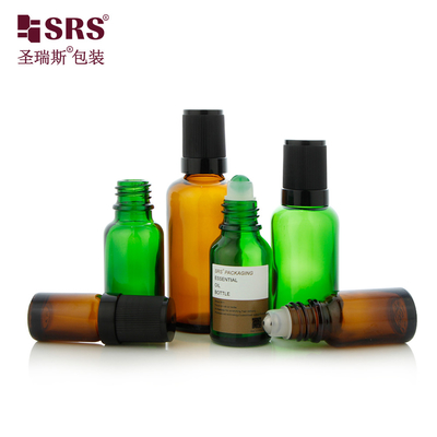 5ml 10ml 15ml 20ml 30ml 50ml 100ml Amber Clear Blue Green Glass Roll On Bottle With Screw Cap No Leakage
