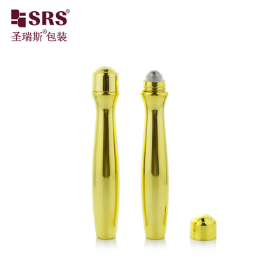 SRS8447-15ML Metalized Shiny Gold Empty PETG Plastic Roll On Bottle For Eye Gel Waist Shape