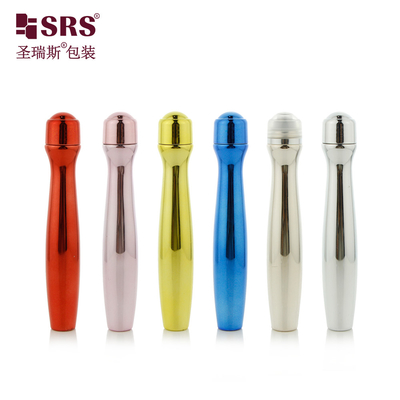SRS8447-15ML Shiny Metalized PETG Plastic Roll On Bottle For Eye Gel Massage Cosmetic Packaging