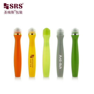 SRS8447-15ML Injection Custom Color Radian Shape PETG Bottle For Anti-Itch Liquid Roller Ball Bottle Customization