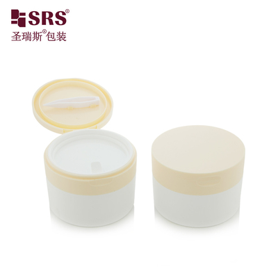 SRS1 120g 150g Custom Light Warm White PP PCR Recycled Body Scrub Cream Jar Container With Spoon
