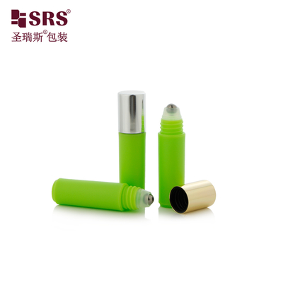 RPA-2ml Opaque Green Custom Color Plastic Bottle With Aluminum Screw Cap Logo Printed Roll on Bottle Sample Packaging