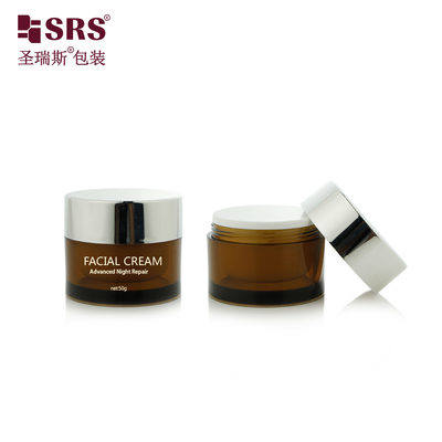 J0210B 30g 50g Round Plastic Double Wall Clear Painted Custom Color Jar Container For Facial Cream