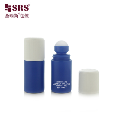 RPPC1-60ML Blue Matte Plastic PP Deodorant Roll On Bottle With Child Resistant Cap No Leakage