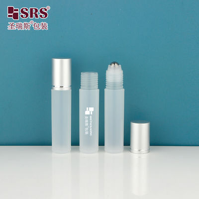RPA-10ML Clear Matte Semi-transparent PP Round Bottle With Massage Metal Ball Aluminum Cap For Hair Serum