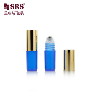 SRS packaging supplier 3ml metal ball plastic roll-on bottle with gold cap