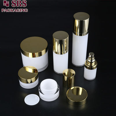 SRS free sample plastic recycled skin care acrylic packaging jar and round lotion bottle