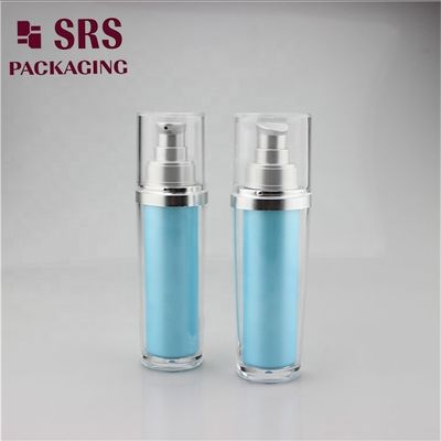 L041 luxury white lotion bottle with golden shoulder ,foundation pump bottle
