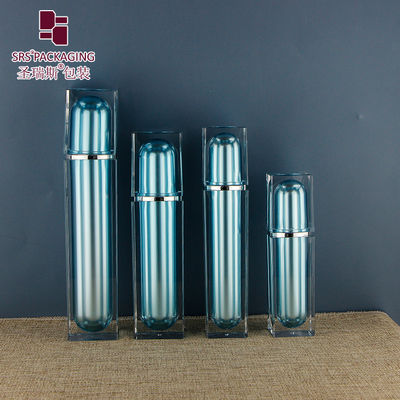 L059 Shengruisi Newest Design empty square metalized Acrylic Luxury Pump Skincare Lotion Bottle