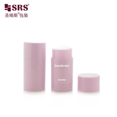 D042 50ML Custom Pink Color Round Shape Plastic Deodorant Stick Container Bottom Filling