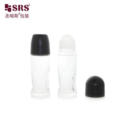 BLPG-A 50ml Unique Shape Glass Thick Wall Roller Ball Bottle For Deodorant Gel Pain Relief Gel Packaging