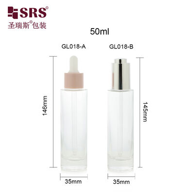 GL018 50ml Cylinder Round Shape Thick Wall Glass Dropper Bottle For Skincare Serum