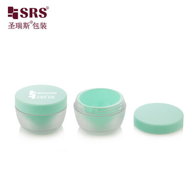 SRSJS 50g Empty Paint Frosted Outer Jar With Injection Custom Green Inner Jar For Day Cream