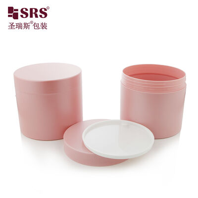 SRSQ 400g Empty Injection Pink Painted Pearl Plastic Jar For Body Scrub