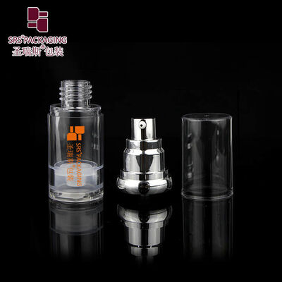 Transparent AS Airless Bottle With Aluminum Shoulder for Skincare Essence Packaging