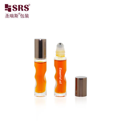 Wholesale Wavy Glass Roll on Bottle Empty Fragrance Essential Oil Roller Bottle with Aluminum Cap