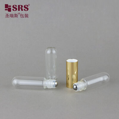 5ml+5ml Round Head 2 In 1 Dual Tube Glass Roll On Bottle Double-ended Roller Bottle For Cuticle Oil Essential Oil