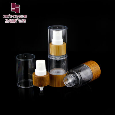 Recyclable Bamboo Airless Cosmetic Bottle Refillable Vacuum Bottle for Beauty Skincare Liquid Packaging
