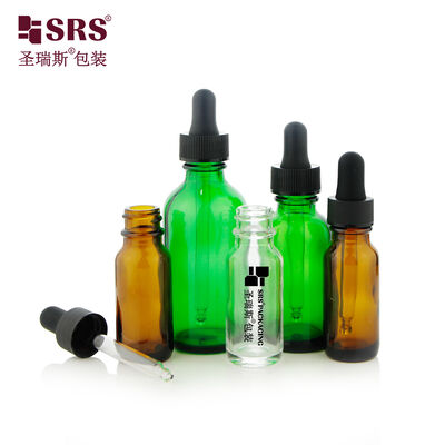 Amber Alternative Green Glass Dropper Bottle 15 30 60 ml for Aromatherapy Essential Oil Custom Logo Available