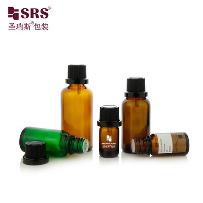 Amber Green Glass Dropper Bottle 5ml to 100ml Tamper Proof Essential Oil Serum Container