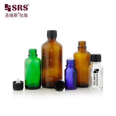 Empty Round Glass Essential Oil Bottle Euro Dropper Insert Cap Multiple Orifice Sizes