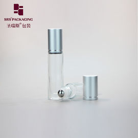 10ml transparent clear empty glass roll on metal ball attar perfume bottle