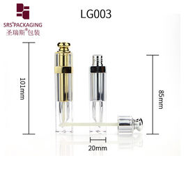 7ml square metalized empty luxury cosmetic glitter lip gloss tube