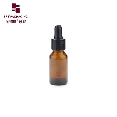 amber color empty glass skin care serum oil in stock 15ml dropper bottle