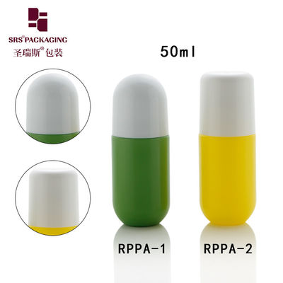 Pill Shape Cute Plastic Empty Wholesale Custom Green Color 50ml Roll On Bottle