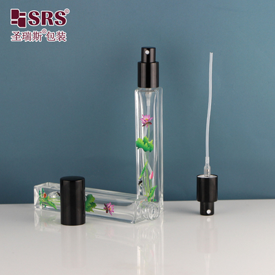 Square Shape Transparent Empty Glass Luxury Spray Pump Perfume Atomizer 10ml